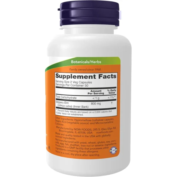 OLMO RESBALADIZO NOW FOODS 400 MG 100 CÁPSULAS