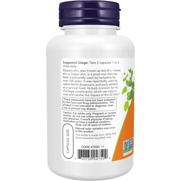 OLMO RESBALADIZO NOW FOODS 400 MG 100 CÁPSULAS