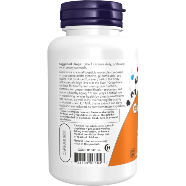 GLUTATIÓN NOW FOODS 500 MG CON CARDO MARIANO + ÁCIDO ALFA LIPOICO 60 CÁPSULAS