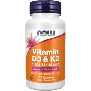 VITAMINA D3 + K2 NOW FOODS 1000 UI / 45 MCG 120 CÁPSULAS
