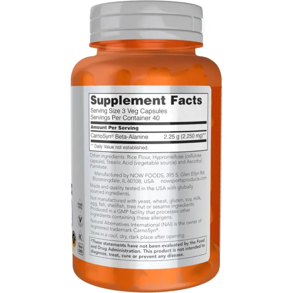 BETA-ALANINA NOW SPORTS 750 MG 120 CÁPSULAS