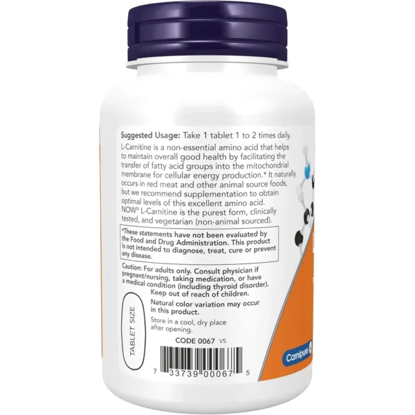 L-CARNITINA NOW FOODS 1000 MG 50 TABLETAS