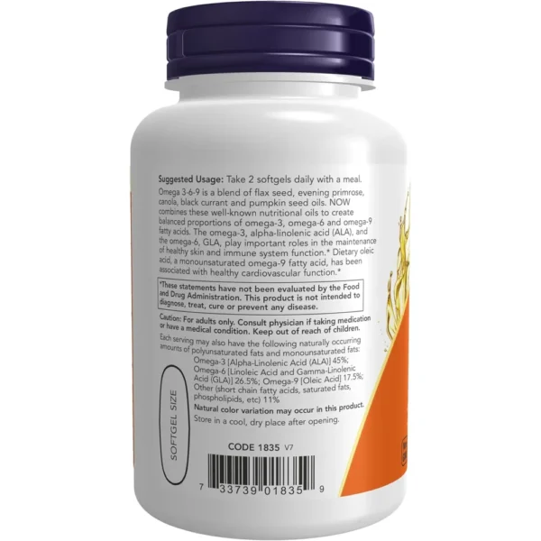 OMEGA 3-6-9 NOW FOODS 1000 MG 100 CÁPSULAS BLANDAS