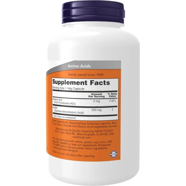GABA NOW FOODS 500 MG 200 CÁPSULAS
