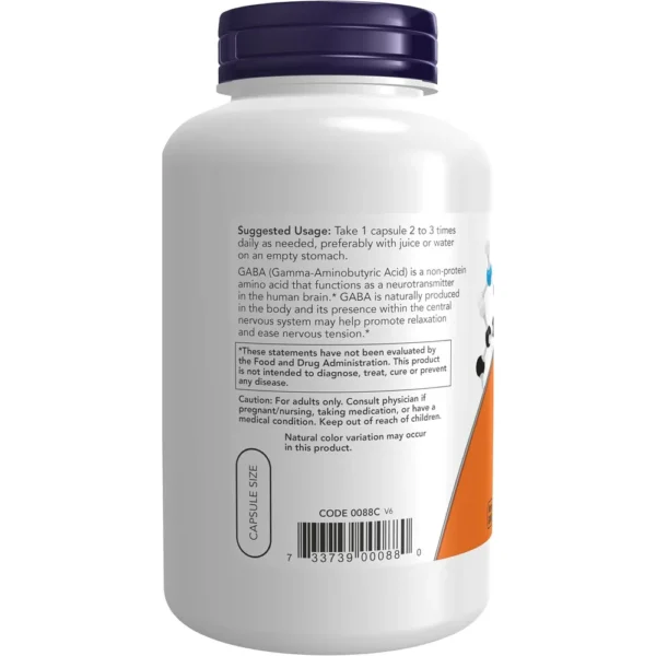 GABA NOW FOODS 500 MG 200 CÁPSULAS