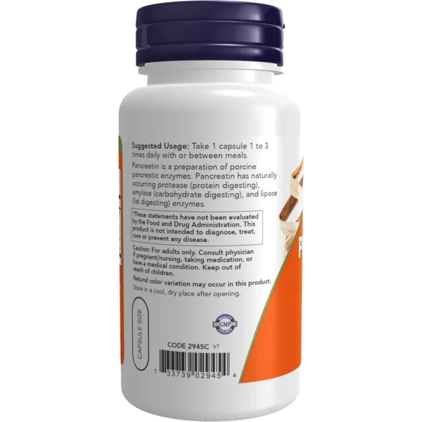 PANCREATINA 10X NOW FOODS 200 MG 100 CÁPSULAS