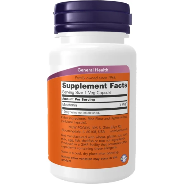 MELATONINA NOW FOODS 3 MG 60 CÁPSULAS