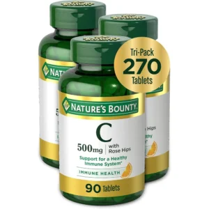 VITAMINA C NATURE'S BOUNTY 500 MG + ROSA MOSQUETA 90 TABLETAS | PACK 3