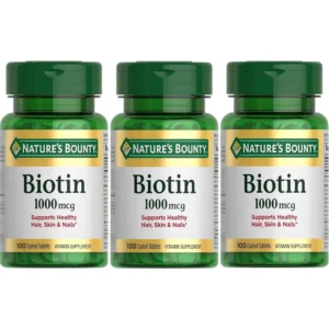 BIOTINA NATURE'S BOUNTY 1000 MCG FRESA 100 TABLETAS | PACK 3