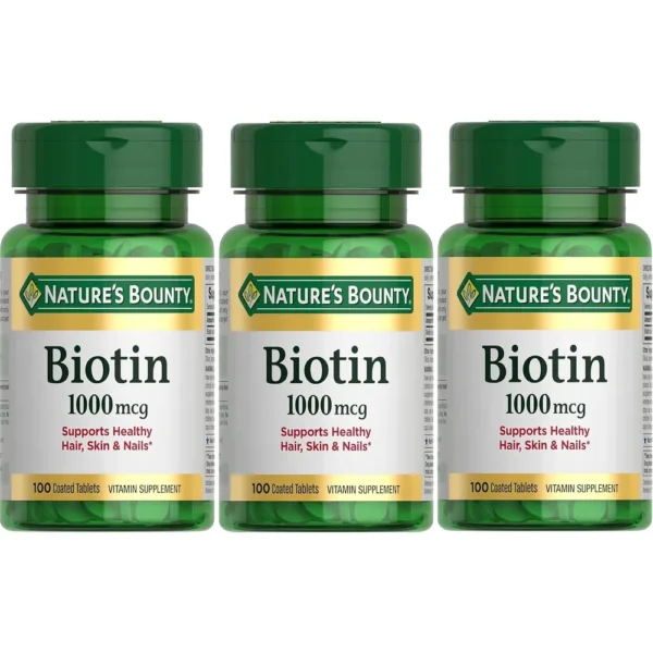 BIOTINA NATURE'S BOUNTY 1000 MCG FRESA 100 TABLETAS | PACK 3