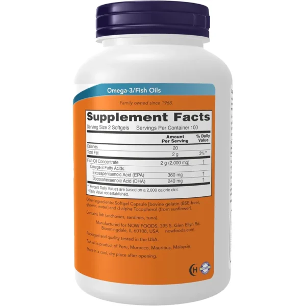 OMEGA-3 NOW FOODS 180 EPA / 120 DHA 200 CÁPSULAS BLANDAS