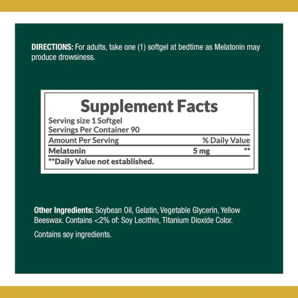 MELATONINA NATURE'S BOUNTY 5 MG 90 TABLETAS | PACK 3