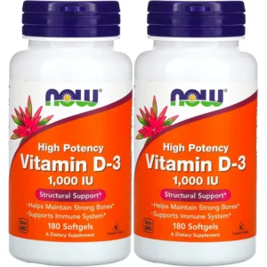 VITAMINA D3 NOW FOODS 1000 UI 180 CÁPSULAS BLANDAS | PACK 2