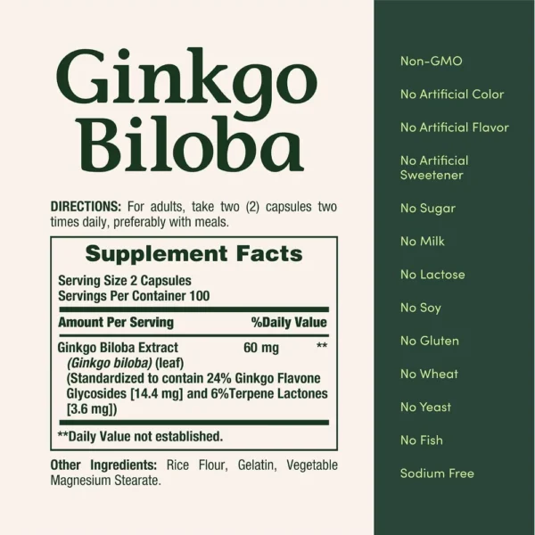GINKGO BILOBA NATURE'S BOUNTY 60 MG 200 CÁPSULAS
