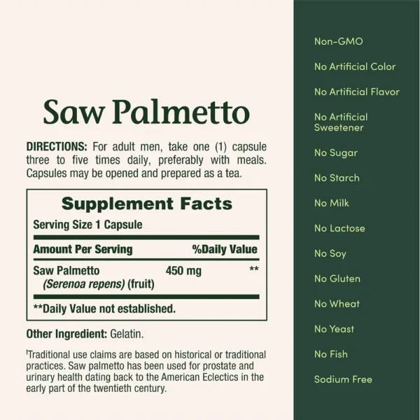 SAW PALMETTO NATURE'S BOUNTY 450 MG 100 CÁPSULAS