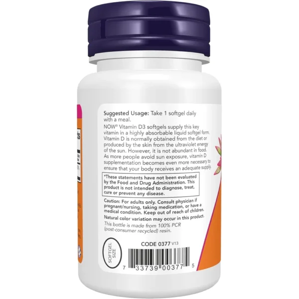 VITAMINA D3 NOW FOODS 2000 UI 240 CÁPSULAS BLANDAS