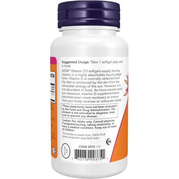 b0025p0zey_3.webp VITAMINA D3 NOW FOODS 1000 UI 360 CÁPSULAS BLANDAS
