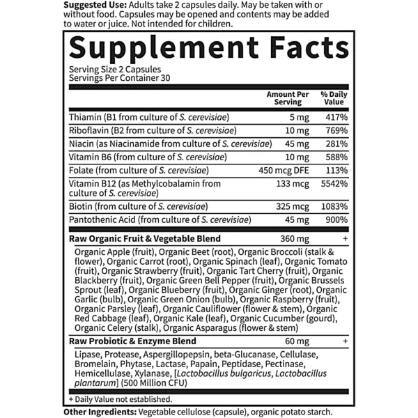 COMPLEJO B GARDEN OF LIFE VITAMIN CODE RAW 60 CÁPSULAS