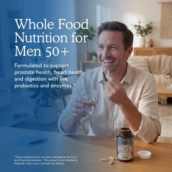 MULTIVITAMÍNICO GARDEN OF LIFE VITAMIN CODE MEN 50 & WISER 120 CÁPSULAS