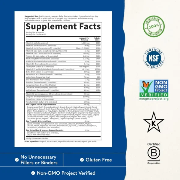 MULTIVITAMÍNICO GARDEN OF LIFE VITAMIN CODE MEN 50 & WISER 120 CÁPSULAS