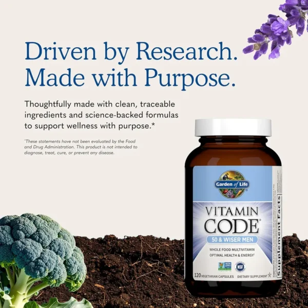MULTIVITAMÍNICO GARDEN OF LIFE VITAMIN CODE MEN 50 & WISER 120 CÁPSULAS