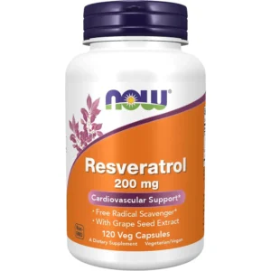RESVERATROL NOW FOODS 200 MG CON EXTRACTO DE VINO TINTO 120 CÁPSULAS