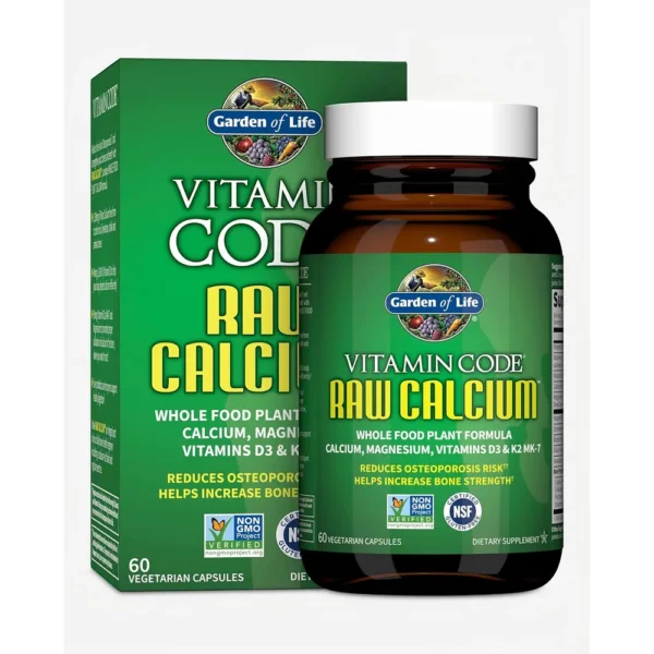 CALCIO GARDEN OF LIFE VITAMIN CODE RAW CON MAGNESIO + D3 + K2 60 CÁPSULAS