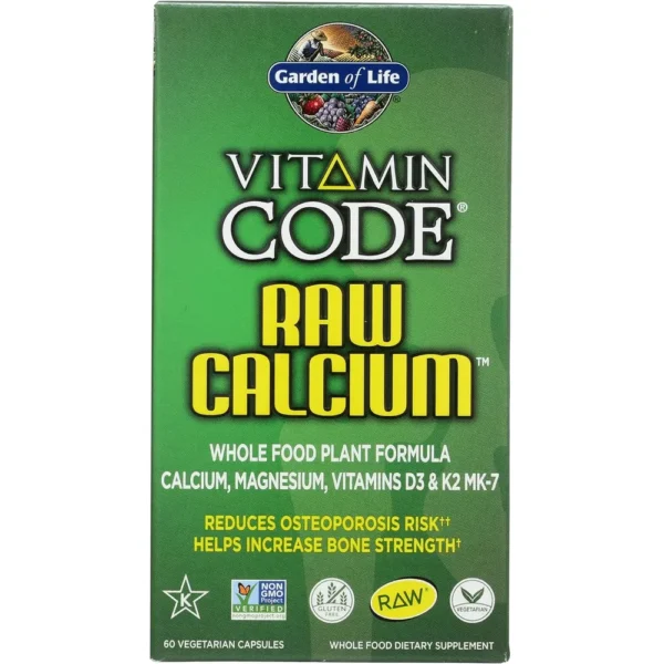 CALCIO GARDEN OF LIFE VITAMIN CODE RAW CON MAGNESIO + D3 + K2 60 CÁPSULAS