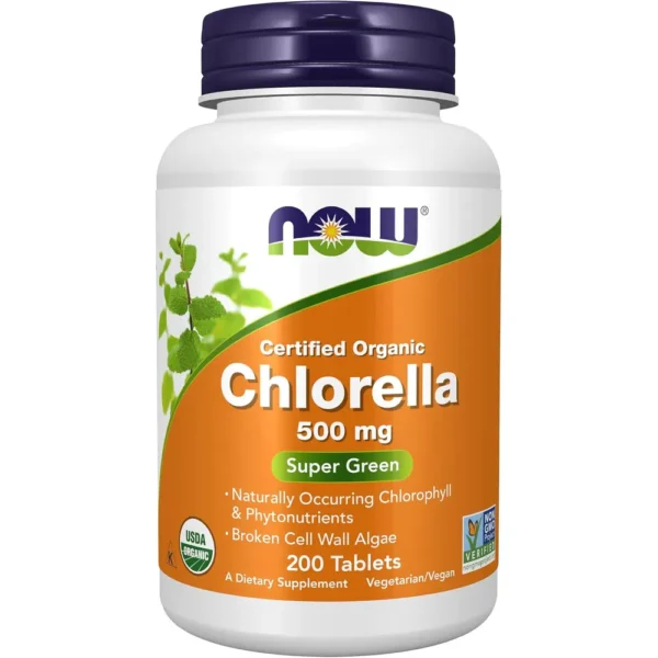 CHLORELLA ORGÁNICA NOW FOODS 500 MG 200 TABLETAS