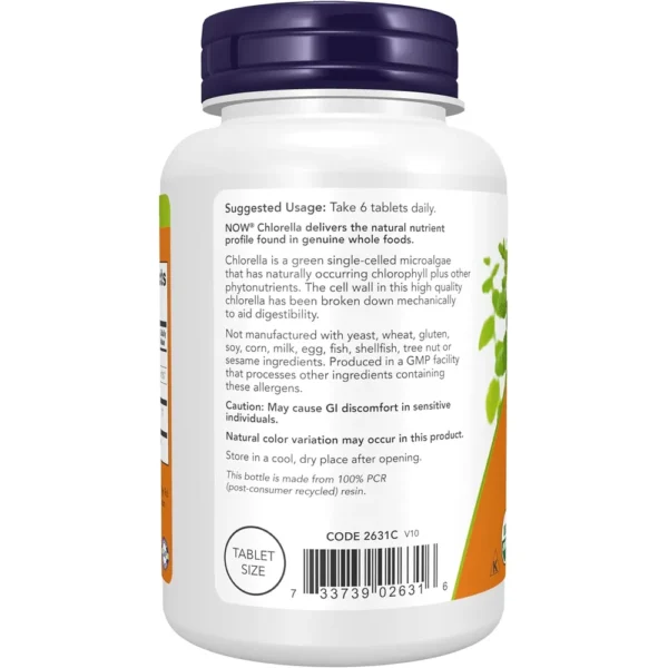 CHLORELLA ORGÁNICA NOW FOODS 500 MG 200 TABLETAS