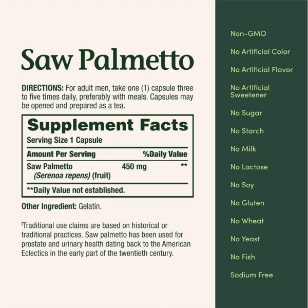 SAW PALMETTO NATURE'S BOUNTY 450 MG 250 CÁPSULAS