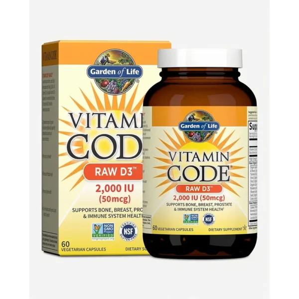 VITAMINA D3 GARDEN OF LIFE VITAMIN CODE RAW 2000 UI 60 CÁPSULAS
