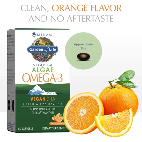 OMEGA 3 DHA VEGANO GARDEN OF LIFE MINAMI ALGAE 500 MG NARANJA 60 CÁPSULAS