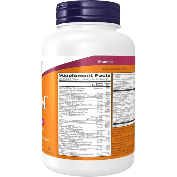 ADAM MULTIVITAMÍNICO PARA HOMBRE NOW FOODS 90 CÁPSULAS BLANDAS