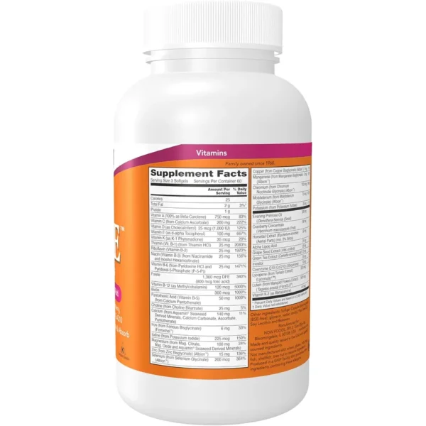 EVE MULTIVITAMÍNICO PARA MUJER NOW FOODS 180 CÁPSULAS BLANDAS