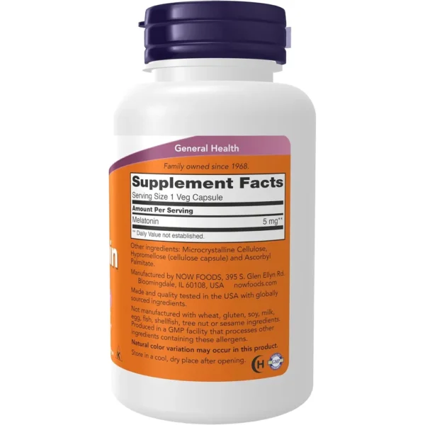 MELATONINA NOW FOODS 5 MG 180 CÁPSULAS