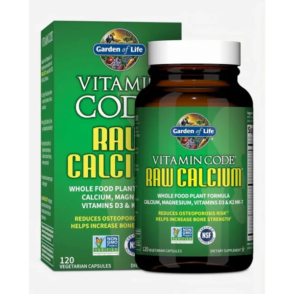CALCIO GARDEN OF LIFE VITAMIN CODE RAW CON MAGNESIO + D3 + K2 120 CÁPSULAS