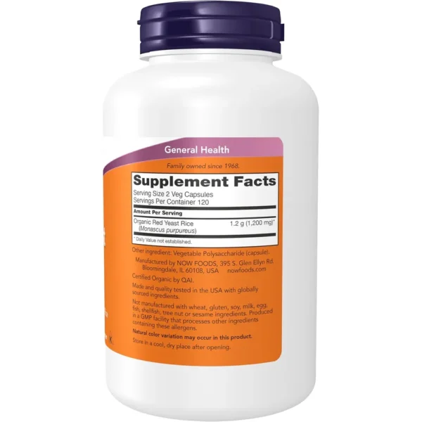 ARROZ DE LEVADURA ROJA NOW FOODS 600 MG 240 CÁPSULAS