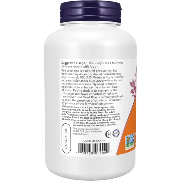 ARROZ DE LEVADURA ROJA NOW FOODS 600 MG 240 CÁPSULAS