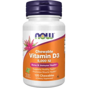VITAMINA D3 NOW FOODS 5000 UI MENTA 120 MASTICABLES