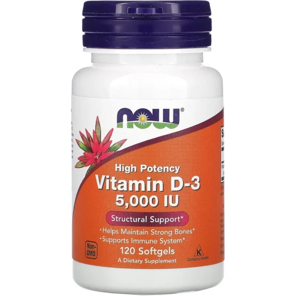 VITAMINA D3 NOW FOODS 5000 UI 120 CÁPSULAS BLANDAS | PACK 3