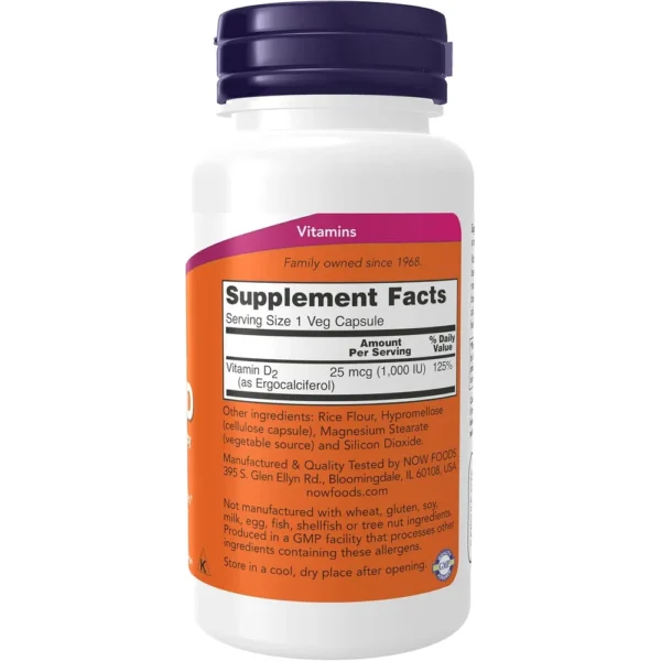 VITAMINA D2 NOW FOODS 1000 UI 120 CÁPSULAS | PACK 3