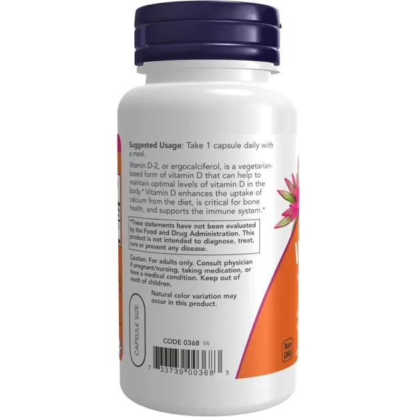 VITAMINA D2 NOW FOODS 1000 UI 120 CÁPSULAS | PACK 3