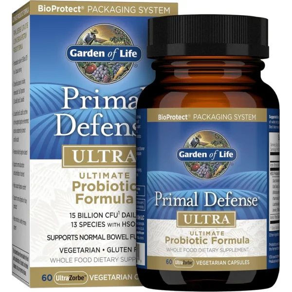 PROBIÓTICO GARDEN OF LIFE PRIMAL DEFENSE ULTRA 15 BILLONES 13 CEPAS 60 CÁPSULAS