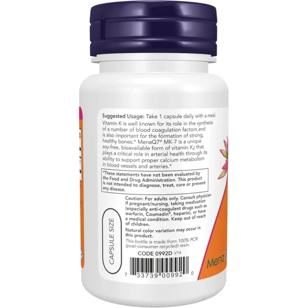 VITAMINA K2 MK-7 NOW FOODS 100 MCG 60 CÁPSULAS