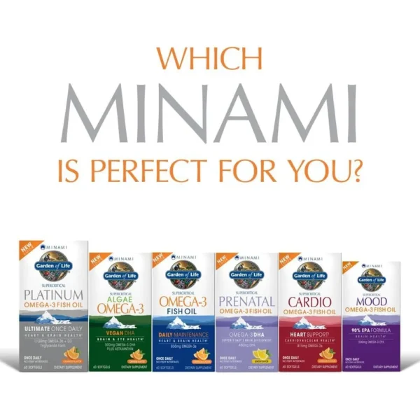 OMEGA 3 GARDEN OF LIFE MINAMI SUPERCRITICAL PLATINUM 1100 MG + D3 1000 UI NARANJA 30 CÁPSULAS