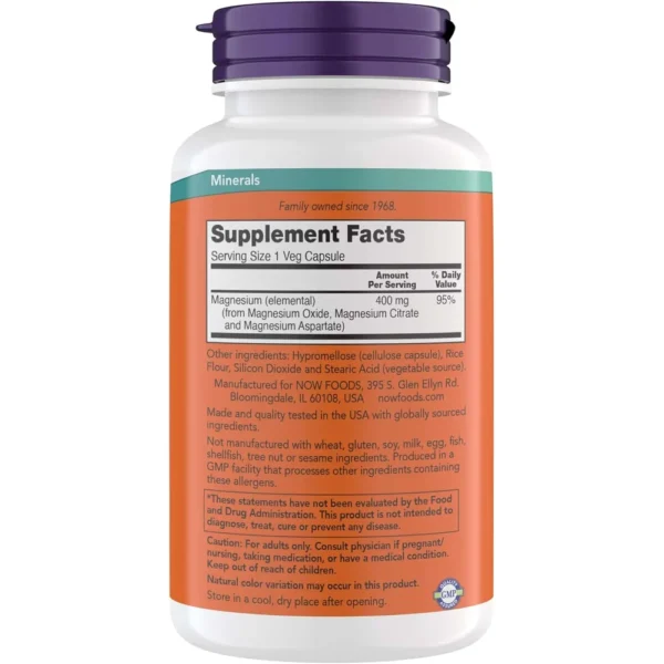 MAGNESIO NOW FOODS 400 MG 360 CÁPSULAS