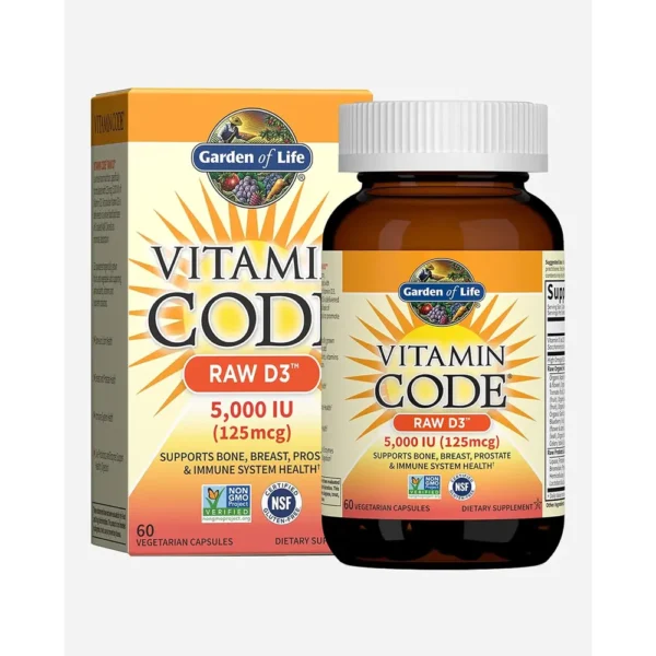 VITAMINA D3 GARDEN OF LIFE VITAMIN CODE RAW 5000 UI 60 CÁPSULAS