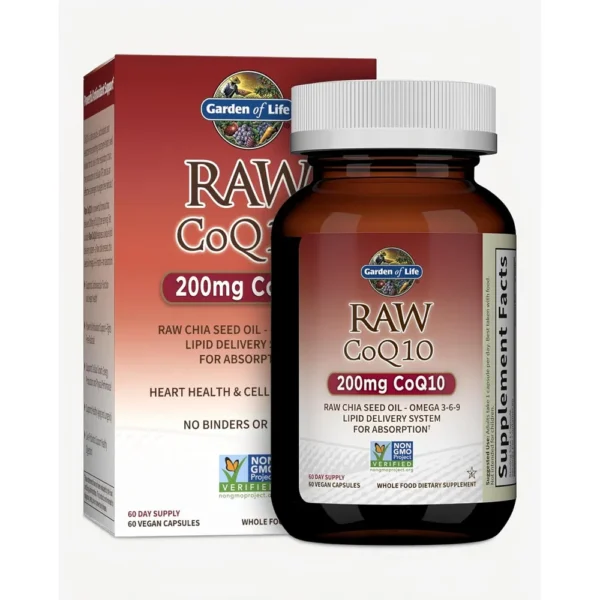 COENZIMA Q10 GARDEN OF LIFE RAW 200 MG + OMEGA 3-6-9 60 CÁPSULAS