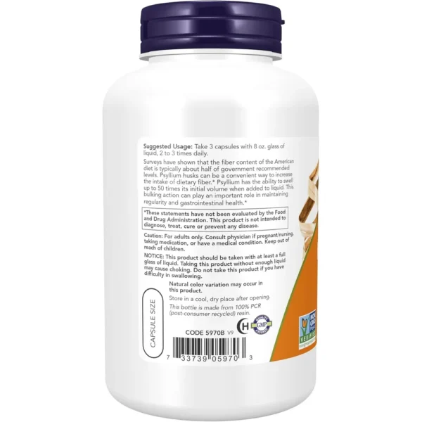 PSYLLIUM HUSK NOW FOODS 500 MG 200 CÁPSULAS